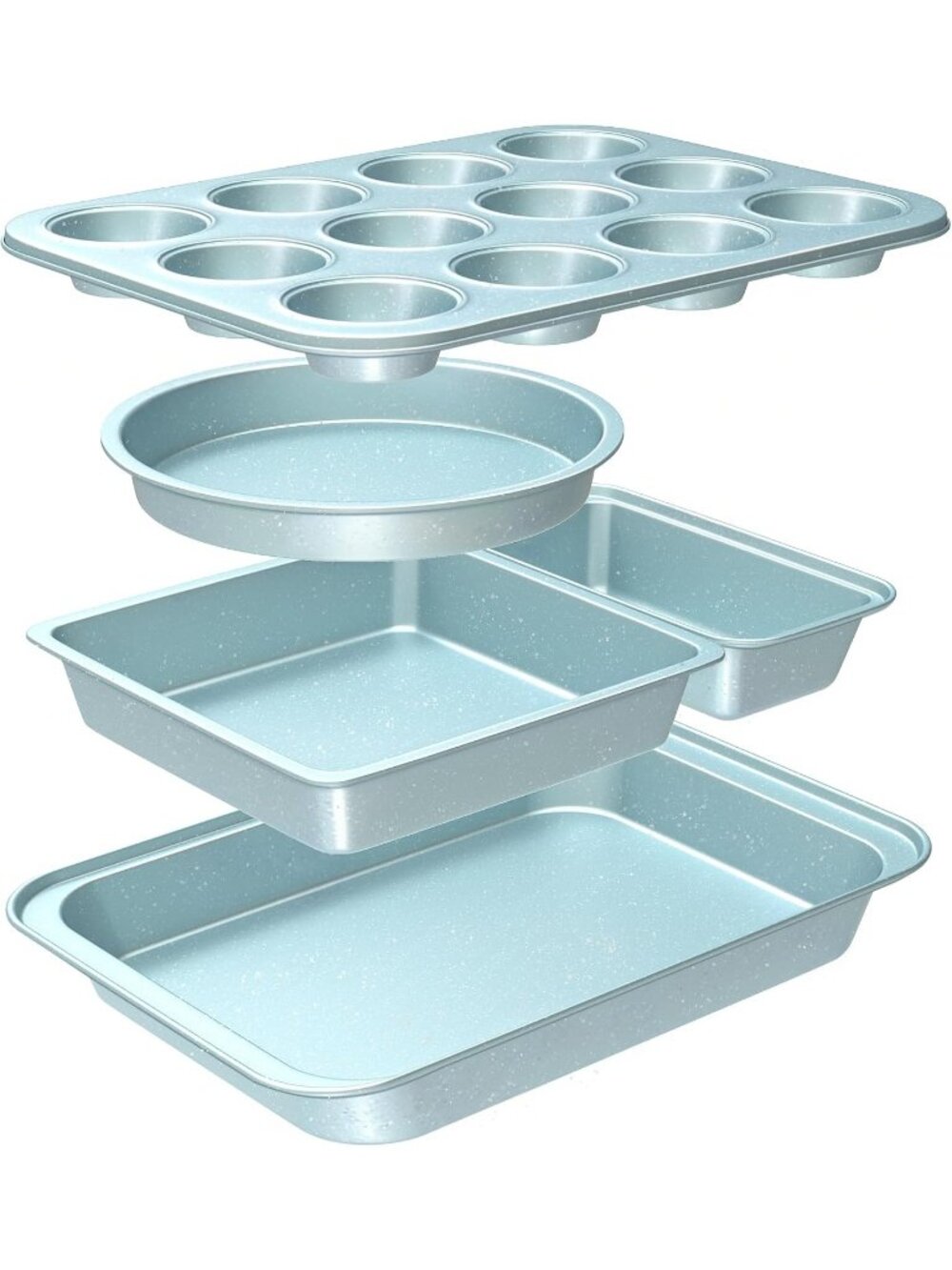 5-Piece Blue Baking Sheet Set Including Round/Square Cake Pan Baking Pans Set